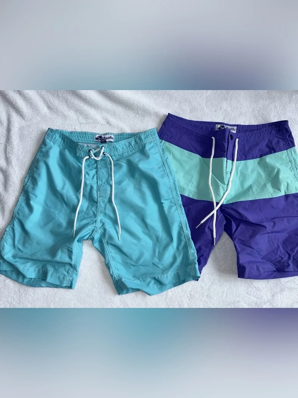 Mens Lot of 2 Swim Trunks Turquoise Color Block Purple Size Small S 30